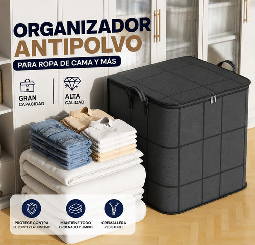 FoldBox| Caja de Almacenamiento Plegable de Tela con Cremallera