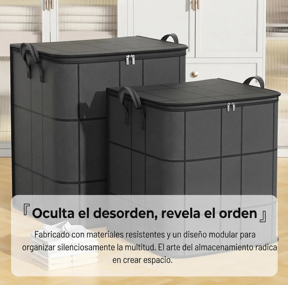 FoldBox| Caja de Almacenamiento Plegable de Tela con Cremallera