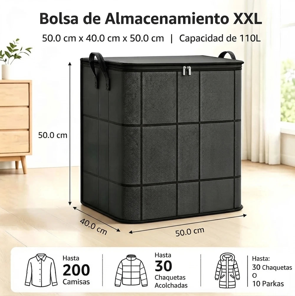 FoldBox| Caja de Almacenamiento Plegable de Tela con Cremallera
