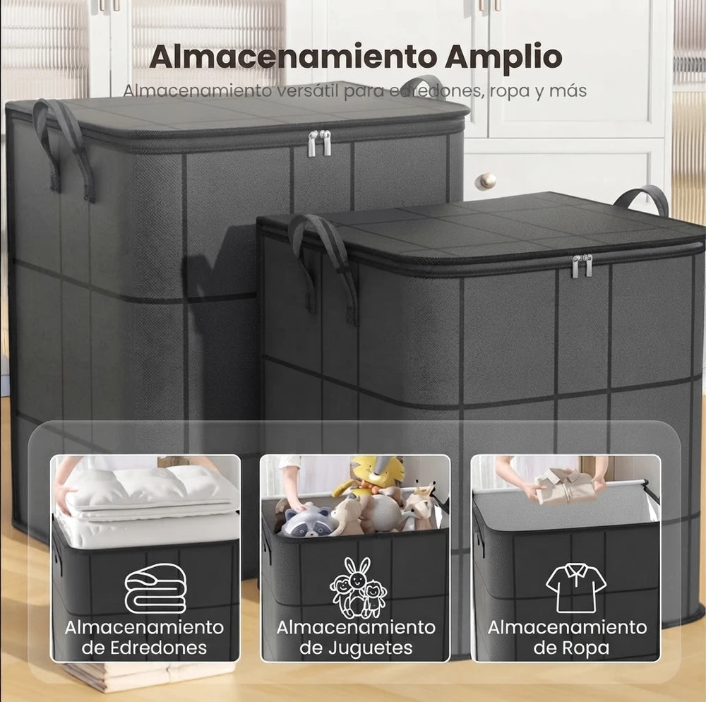 FoldBox| Caja de Almacenamiento Plegable de Tela con Cremallera