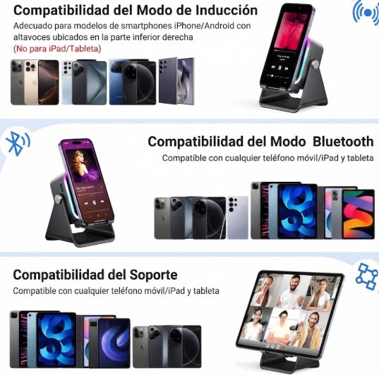 SoundBase | Altavoz Bluetooth inalámbrico con soporte y carga.